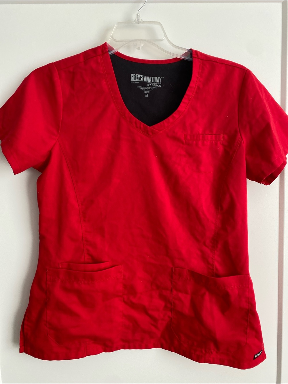 Grey's Anatomy Women's V-Neck Scrub Top in Red
